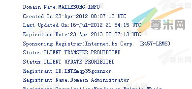 域名mailesong.info的whois信息