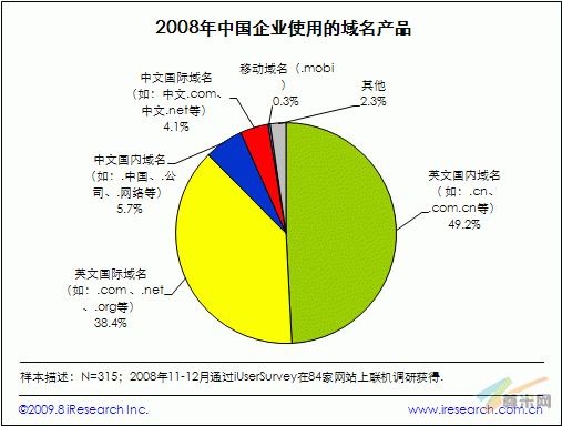 2008年中国近九成的企业把英文域名作为首选