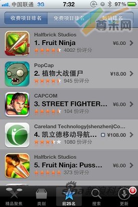 中国区iTunes中所有应用都已显示人民币价格