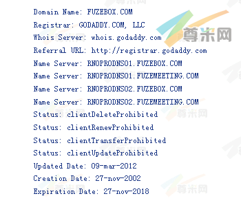 域名FuzeBox.com的whois信息