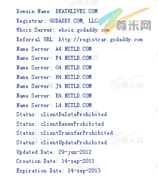 域名deathlives.com的whois信息